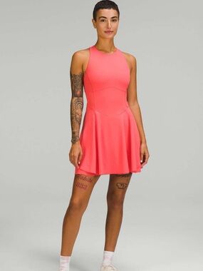 lululemon pink tennis dress NWT Lululemon Align Dress Flush Pink Size 4 Tennis Dress with shorts